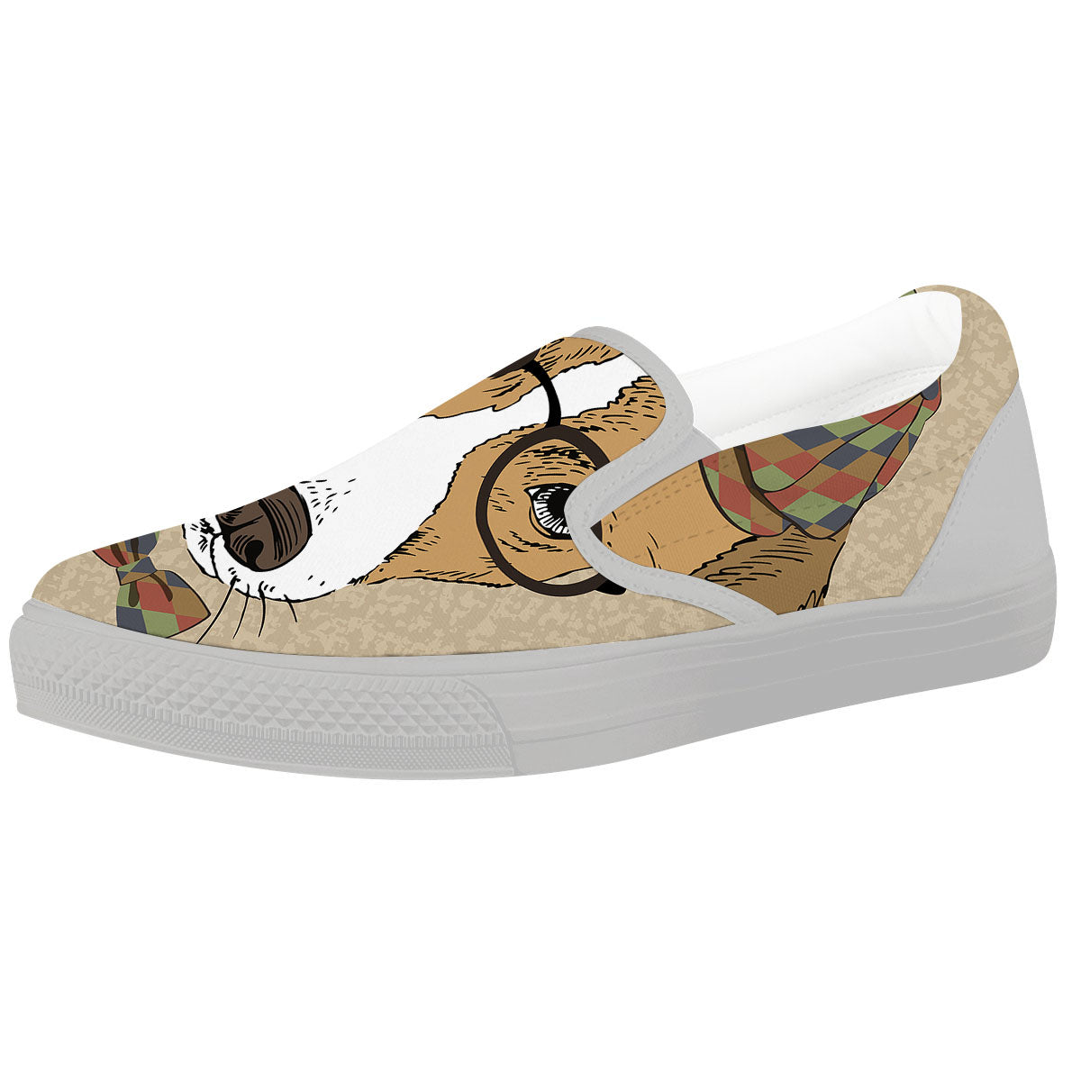 Portrait Jack Russell Terrier Print White Slip On Shoes-grizzshop