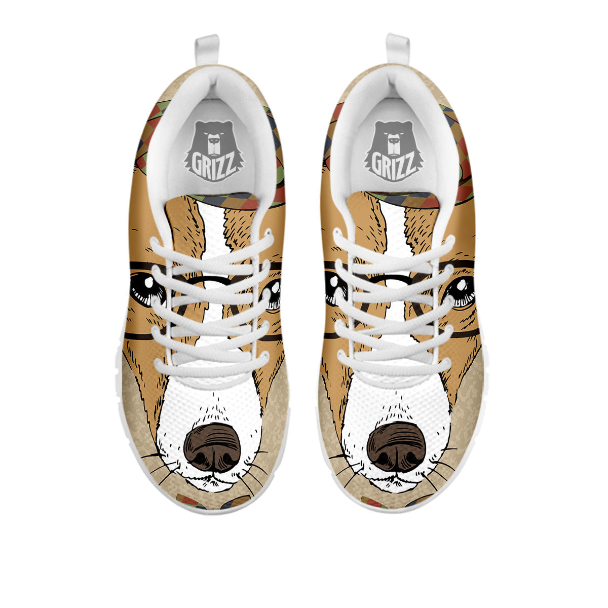 Portrait Jack Russell Terrier Print White Sneaker-grizzshop