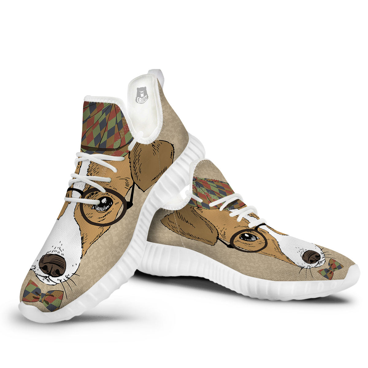 Portrait Jack Russell Terrier Print White Walking Shoes-grizzshop
