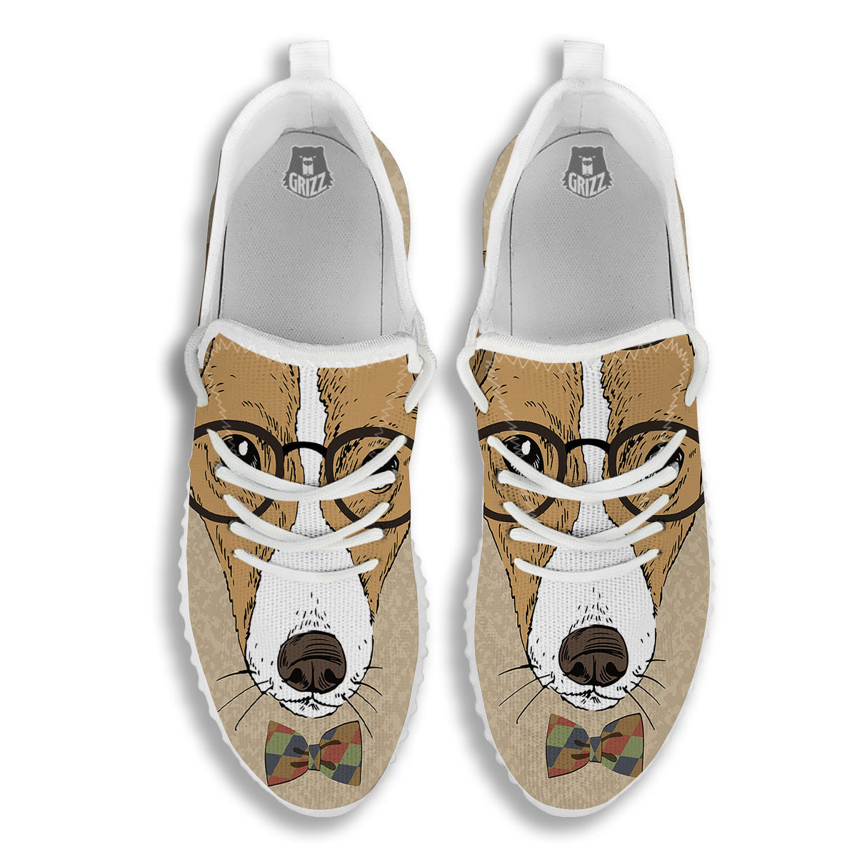 Portrait Jack Russell Terrier Print White Walking Shoes-grizzshop