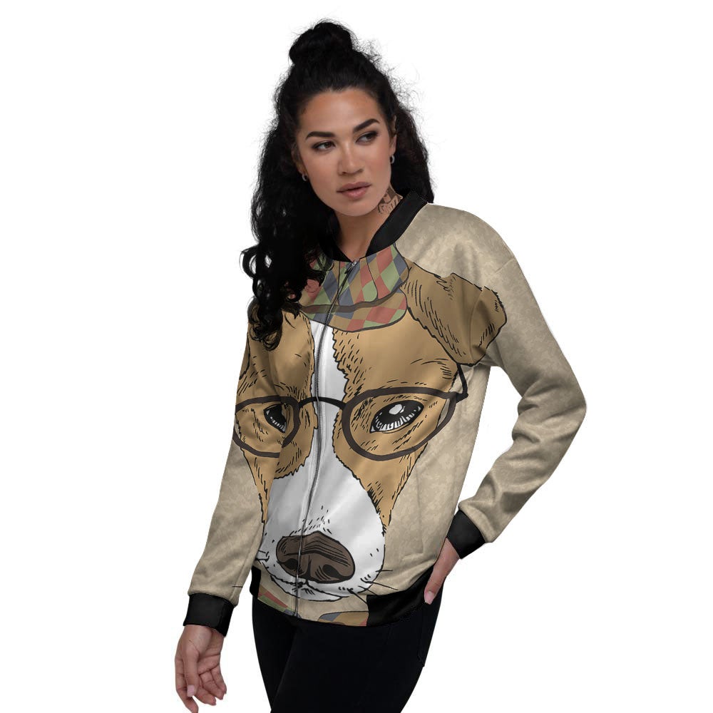 Portrait Jack Russell Terrier Print Women's Bomber Jacket-grizzshop