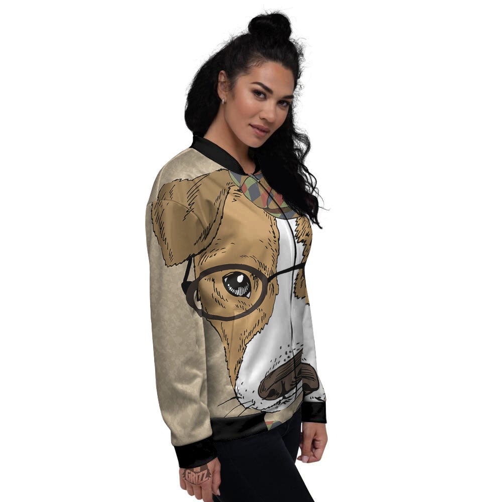 Portrait Jack Russell Terrier Print Women's Bomber Jacket-grizzshop
