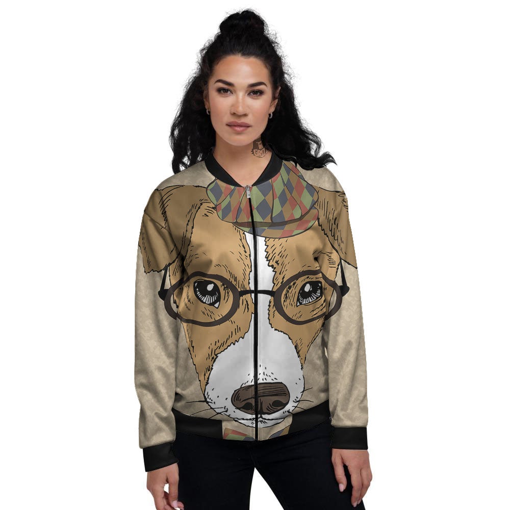 Portrait Jack Russell Terrier Print Women's Bomber Jacket-grizzshop