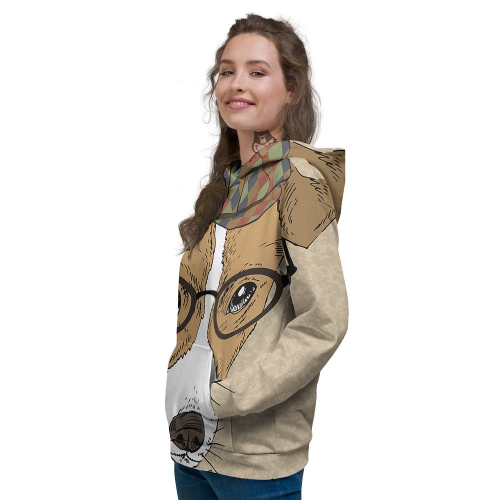Portrait Jack Russell Terrier Print Women's Hoodie-grizzshop