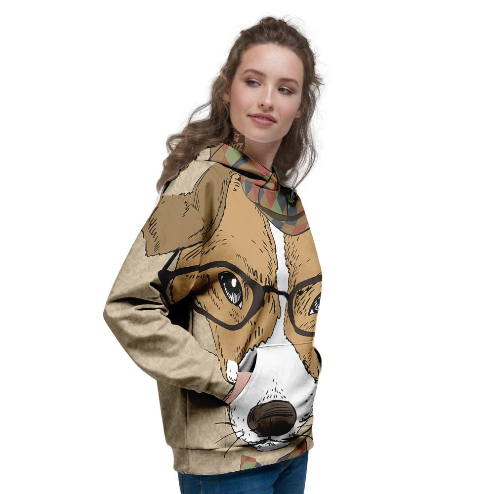 Portrait Jack Russell Terrier Print Women's Hoodie-grizzshop