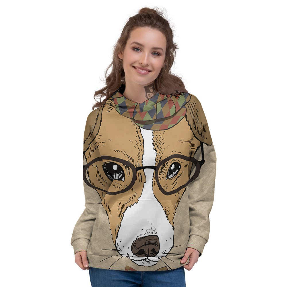 Portrait Jack Russell Terrier Print Women's Hoodie-grizzshop