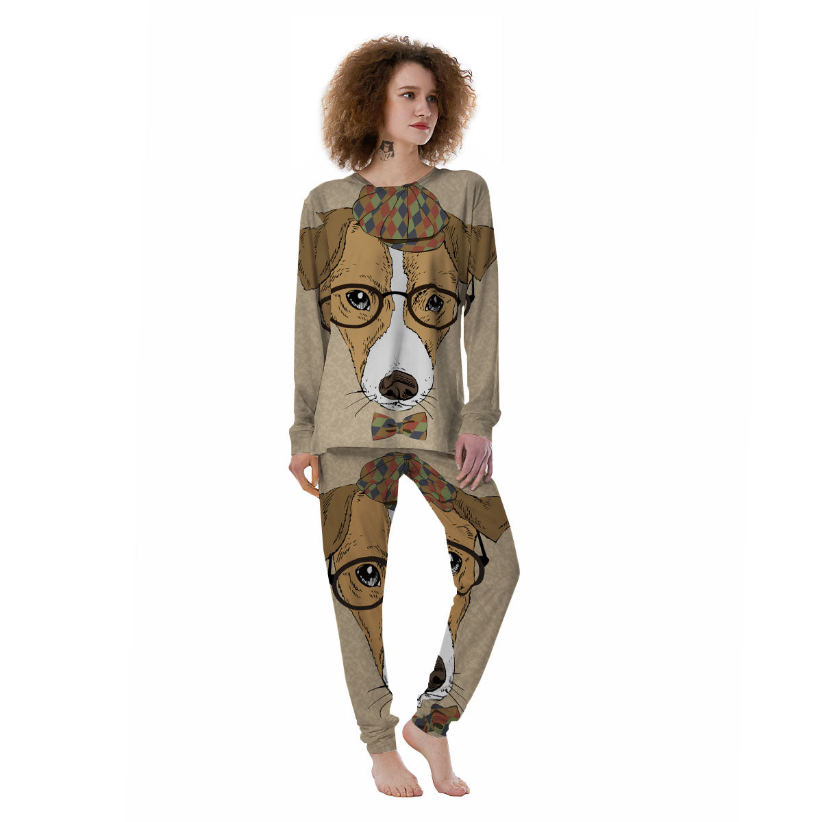 Portrait Jack Russell Terrier Print Women's Pajamas-grizzshop