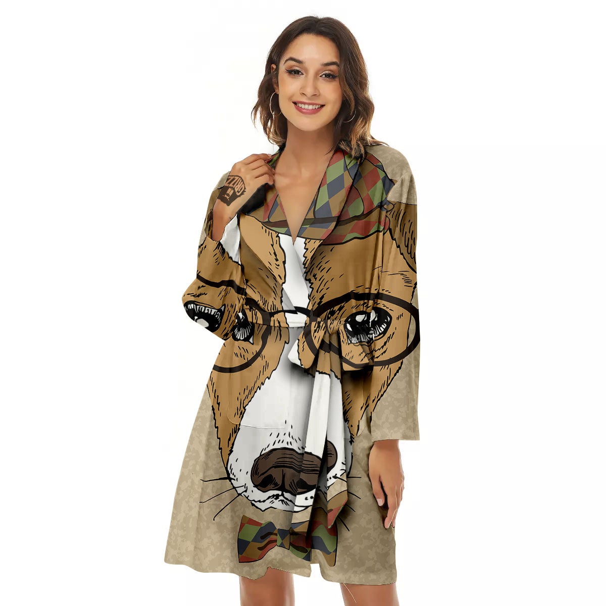 Portrait Jack Russell Terrier Print Women's Robe-grizzshop