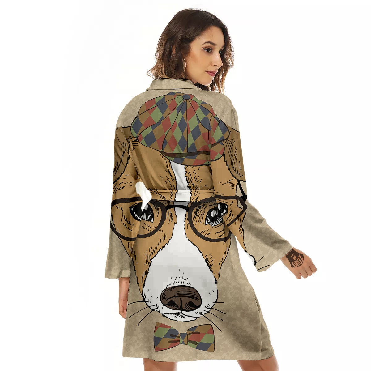 Portrait Jack Russell Terrier Print Women's Robe-grizzshop