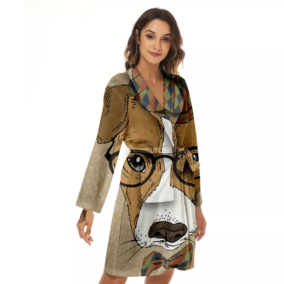 Portrait Jack Russell Terrier Print Women's Robe-grizzshop