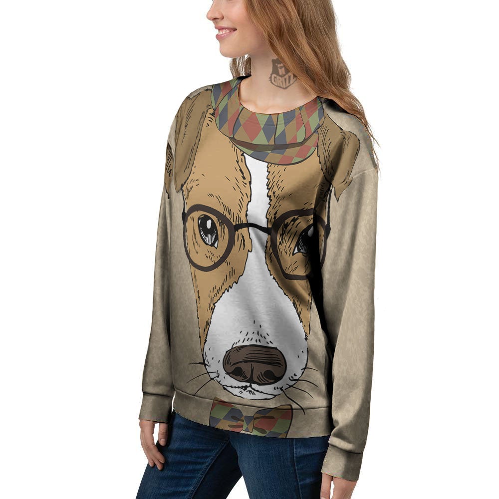 Portrait Jack Russell Terrier Print Women's Sweatshirt-grizzshop