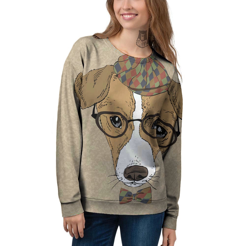 Portrait Jack Russell Terrier Print Women's Sweatshirt-grizzshop