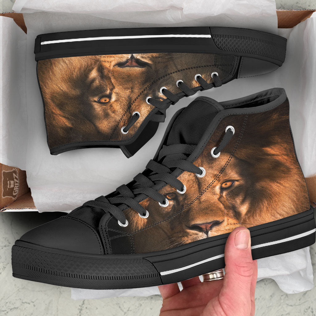 Portrait Leo Print High Top Shoes-grizzshop