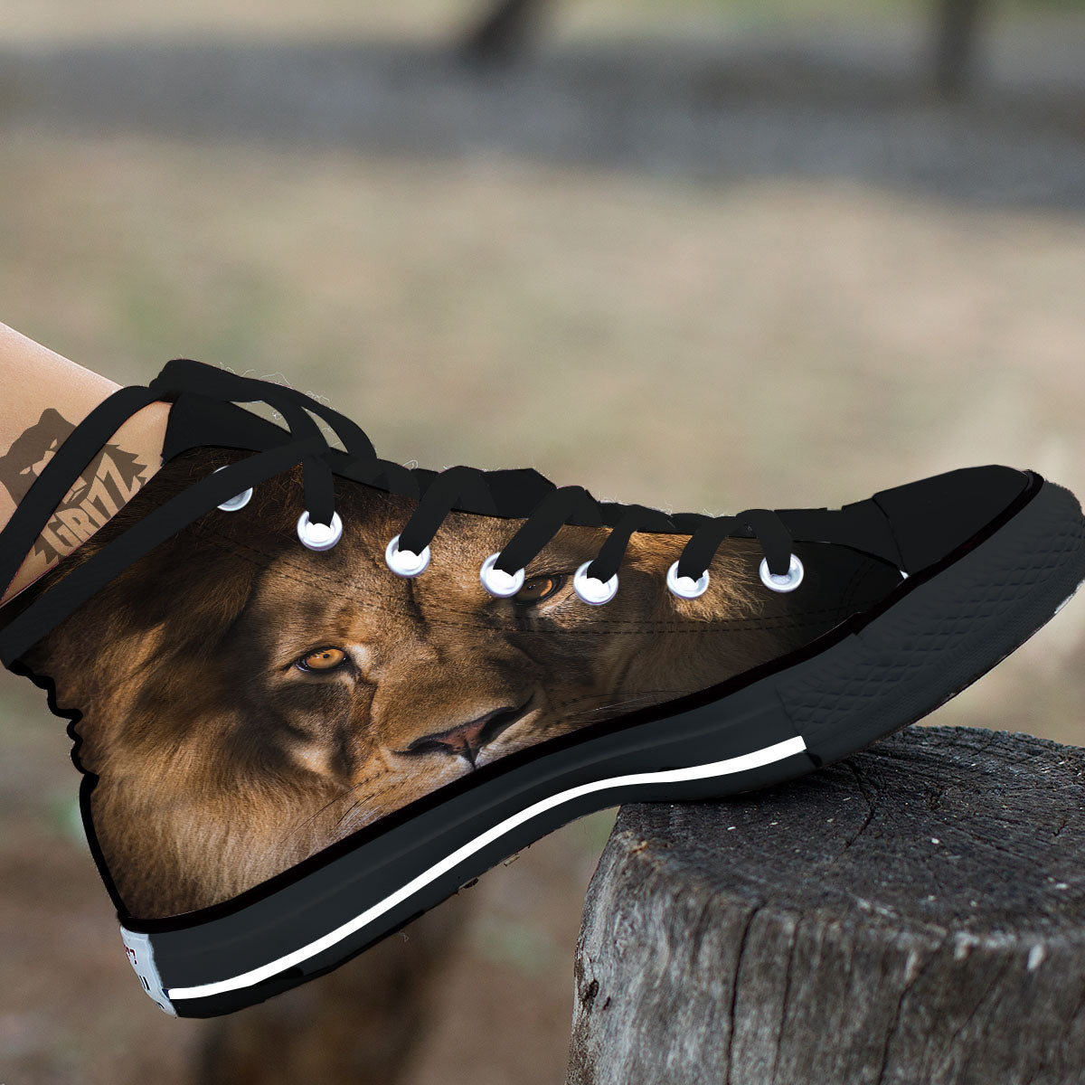 Portrait Leo Print High Top Shoes-grizzshop