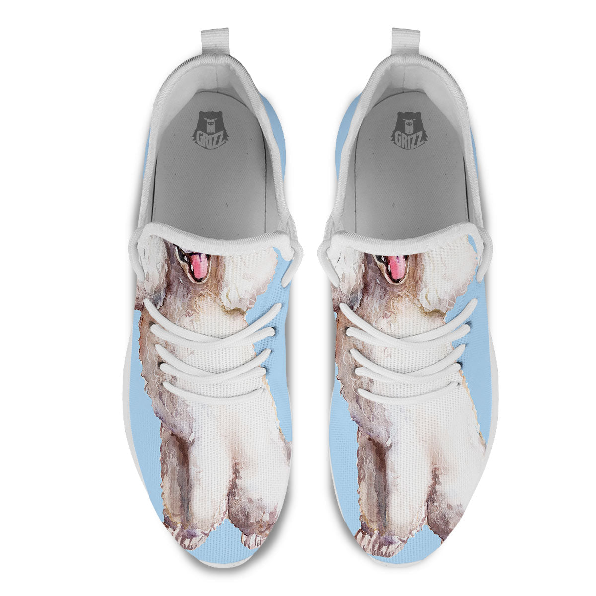 Portrait Poodle Print White Athletic Shoes-grizzshop