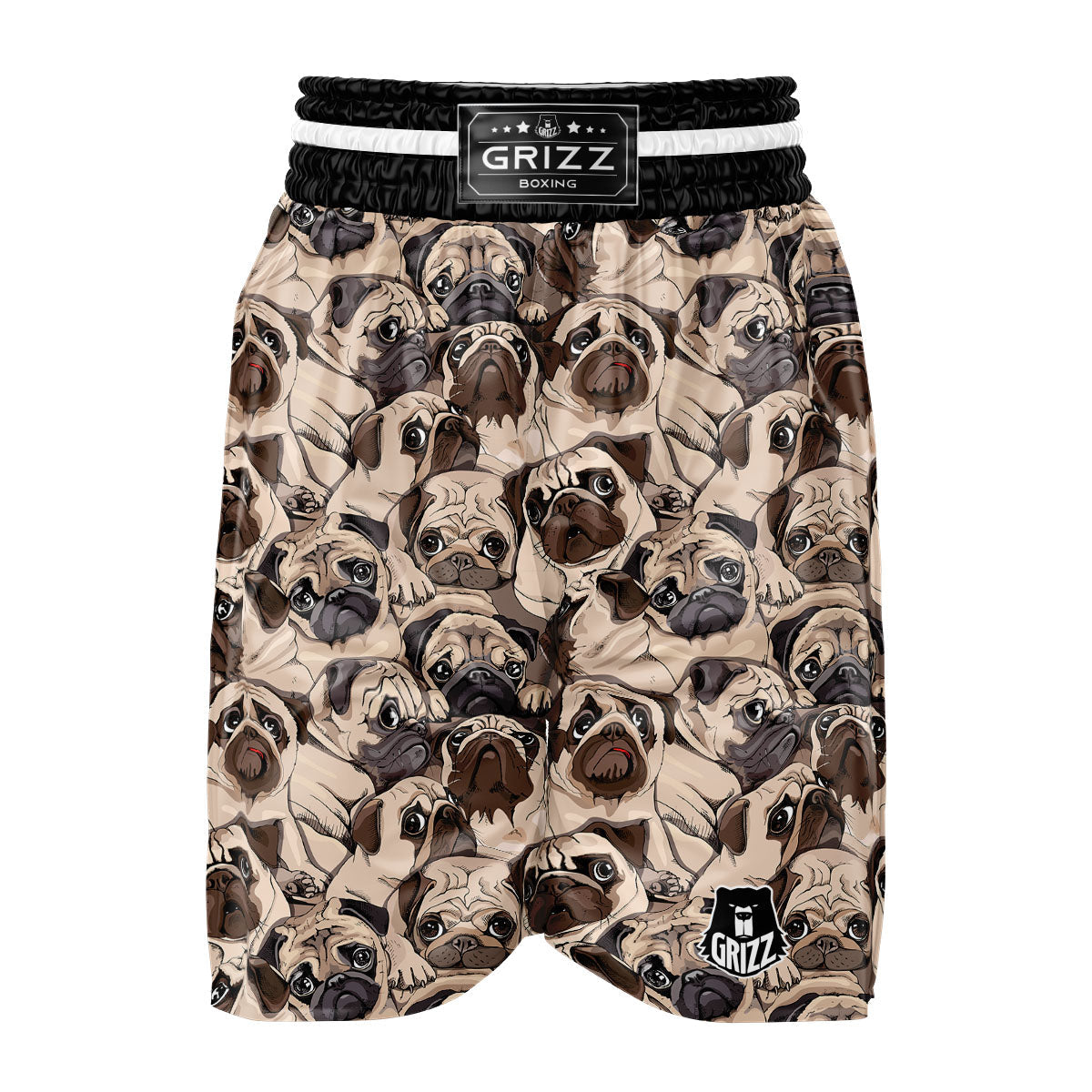 Portrait Pug Vintage Print Pattern Boxing Shorts-grizzshop