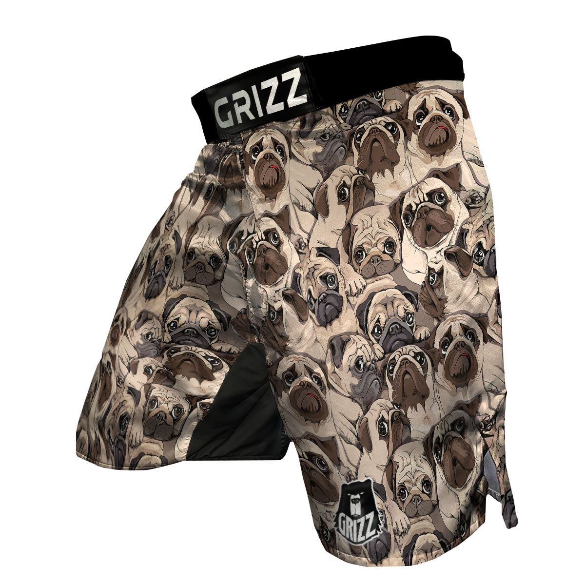 Portrait Pug Vintage Print Pattern MMA Shorts-grizzshop