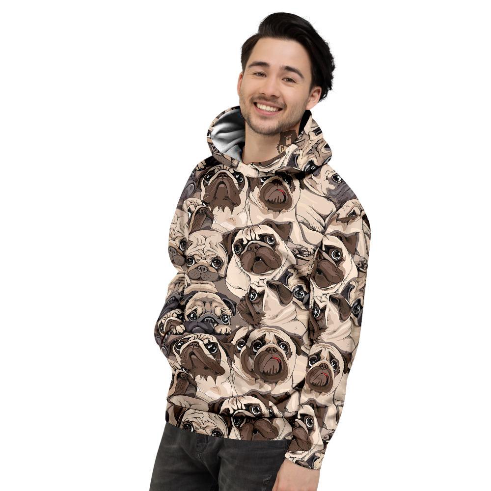 Portrait Pug Vintage Print Pattern Men's Hoodie-grizzshop