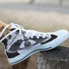 Portrait Raccoon Print White High Top Shoes-grizzshop