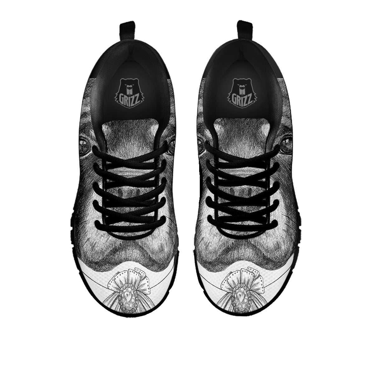 Portrait Rottweiler Vintage Print Black Sneaker-grizzshop