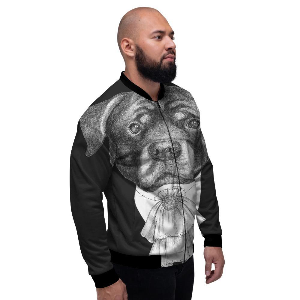 Portrait Rottweiler Vintage Print Men's Bomber Jacket-grizzshop