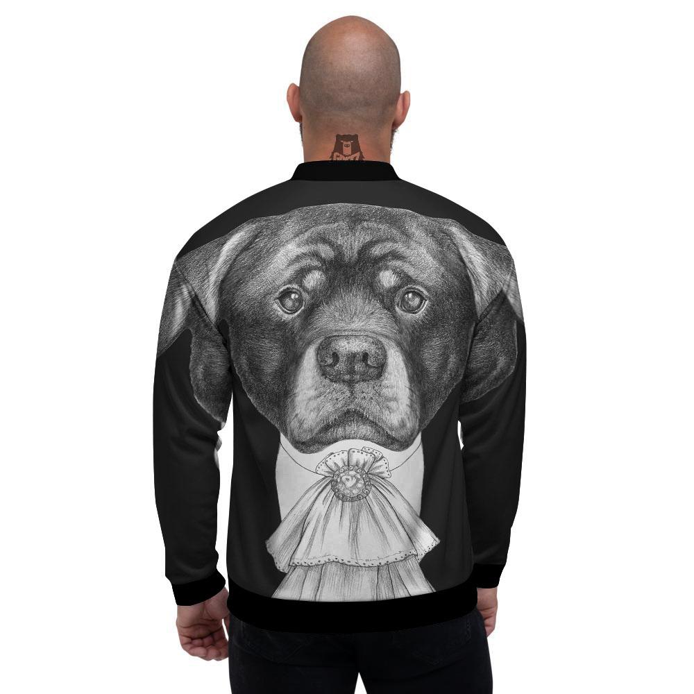 Portrait Rottweiler Vintage Print Men's Bomber Jacket-grizzshop