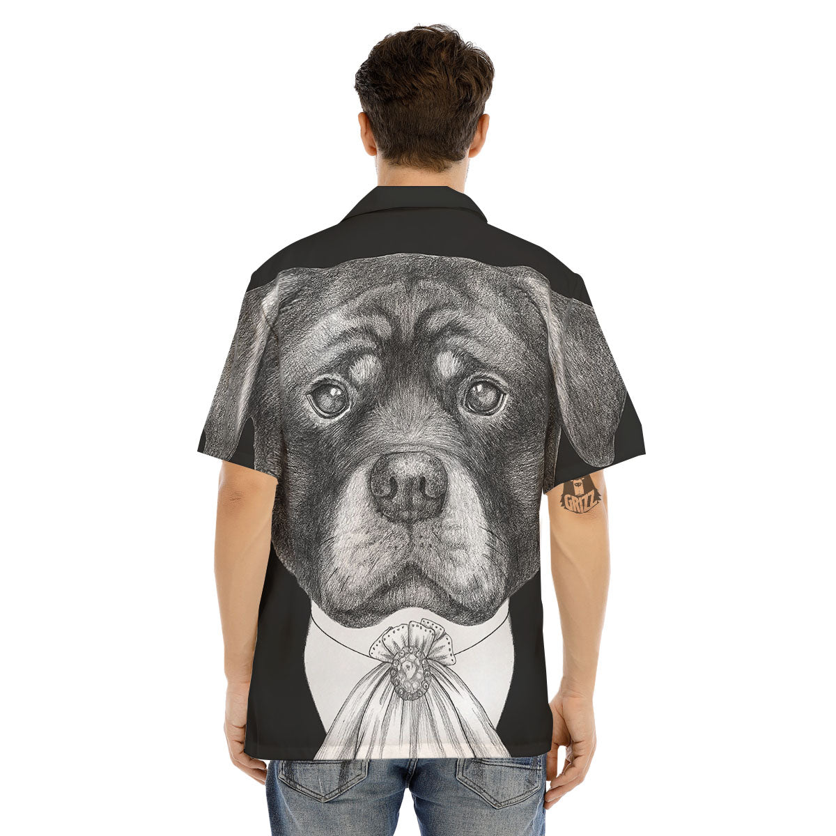 Portrait Rottweiler Vintage Print Men's Hawaiian Shirt-grizzshop