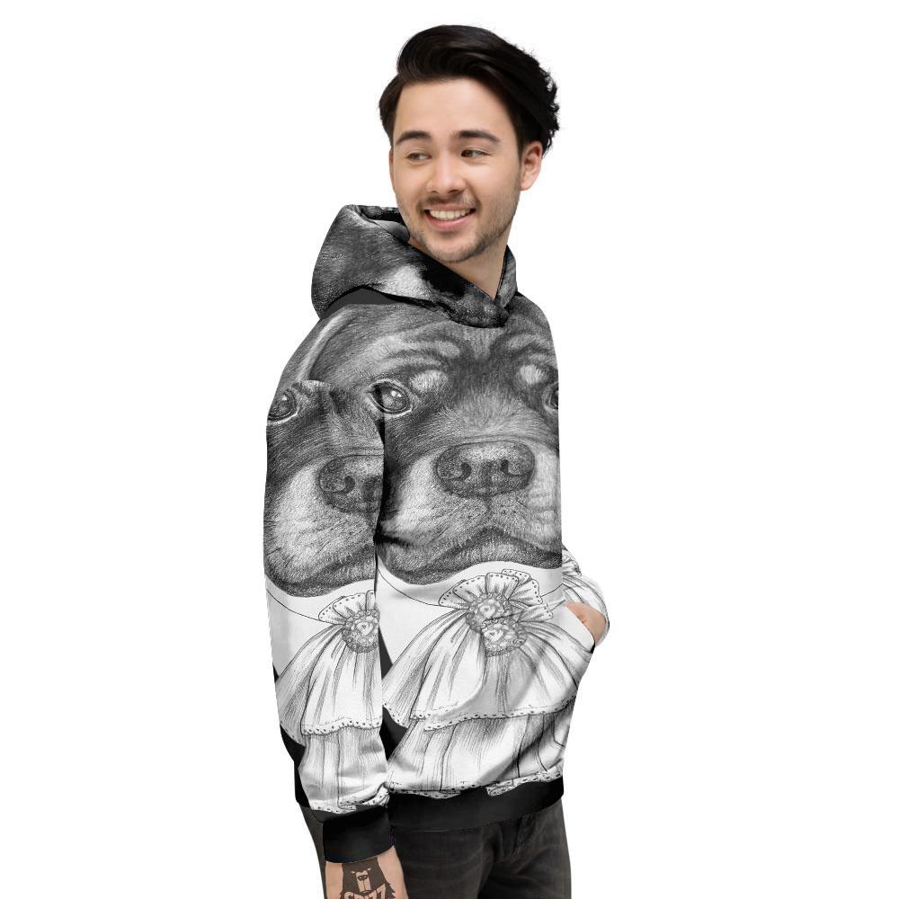 Portrait Rottweiler Vintage Print Men's Hoodie-grizzshop