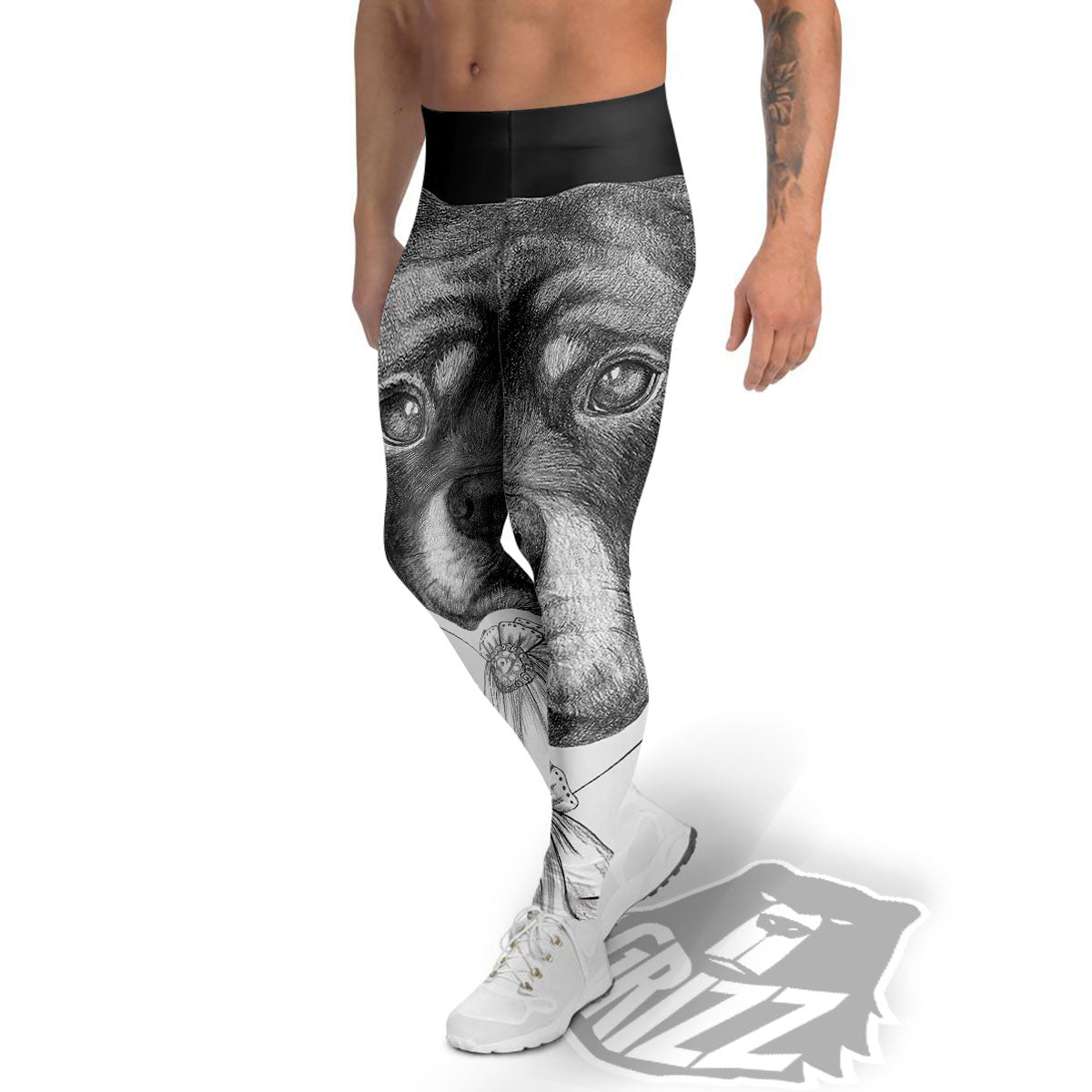 Portrait Rottweiler Vintage Print Men's Leggings-grizzshop