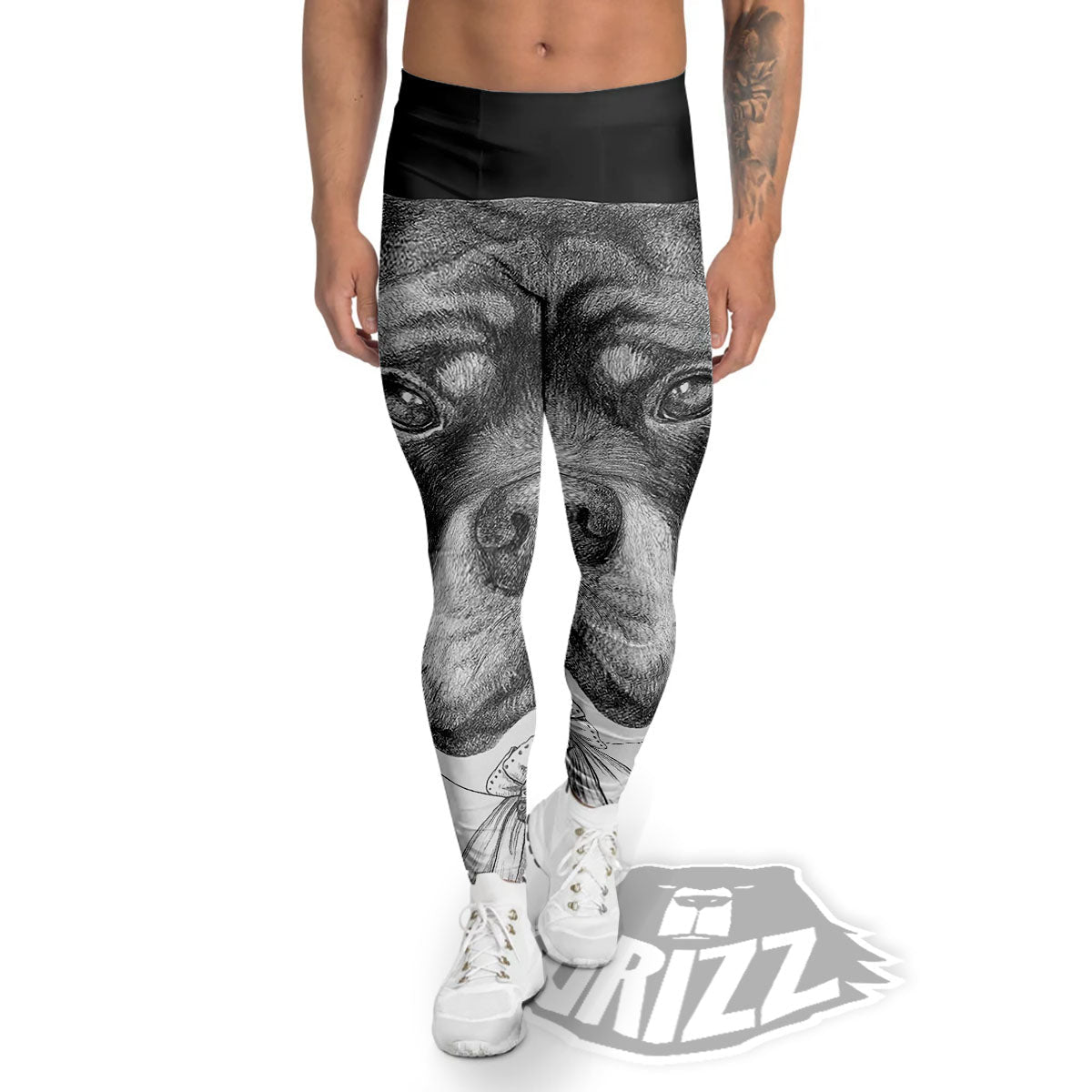 Portrait Rottweiler Vintage Print Men's Leggings-grizzshop