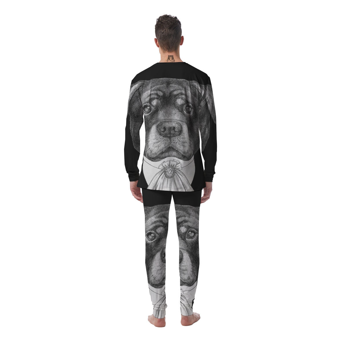 Portrait Rottweiler Vintage Print Men's Pajamas-grizzshop