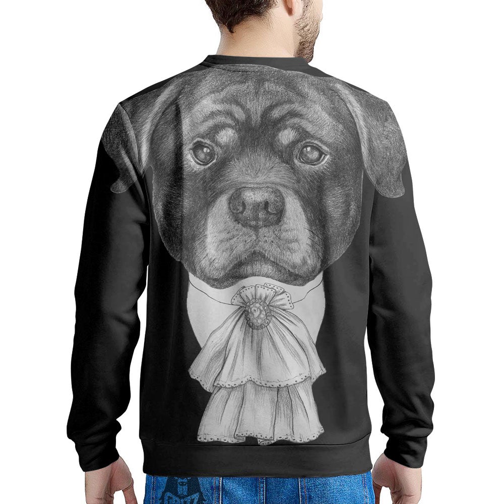 Portrait Rottweiler Vintage Print Men's Sweatshirt-grizzshop