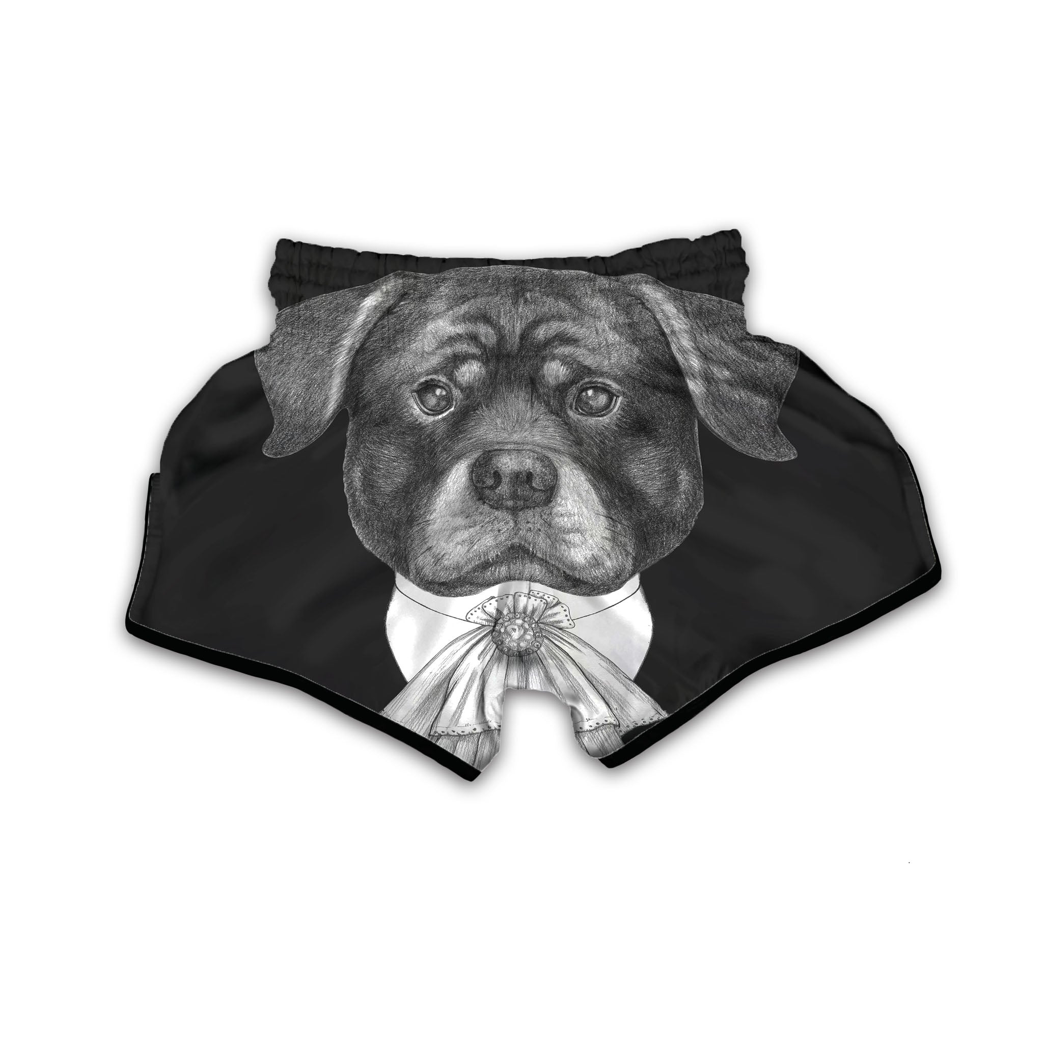 Portrait Rottweiler Vintage Print Muay Thai Boxing Shorts-grizzshop