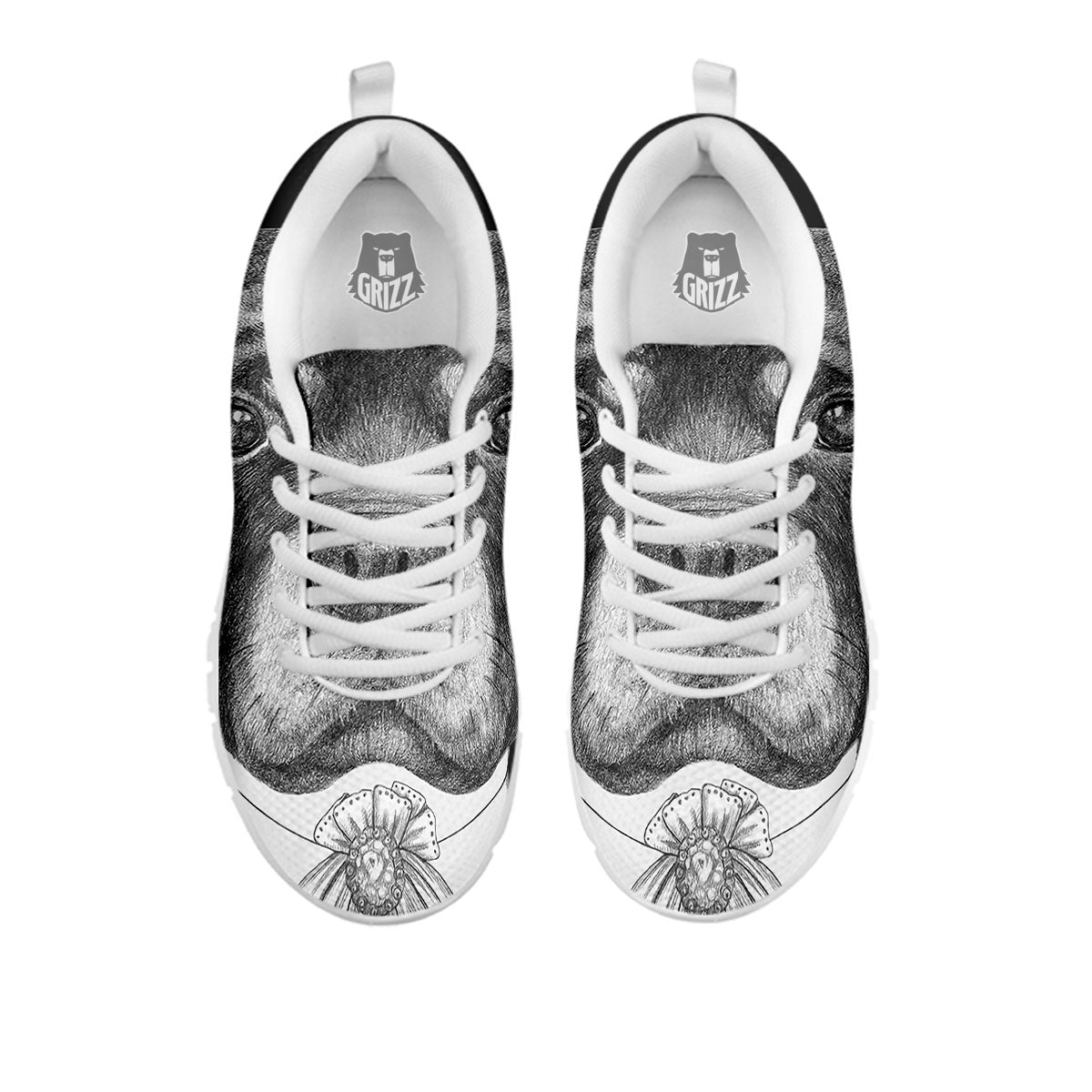 Portrait Rottweiler Vintage Print White Sneaker-grizzshop