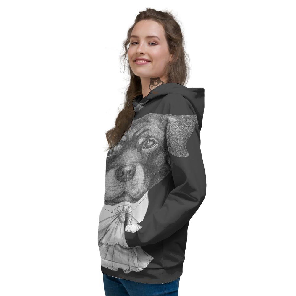 Portrait Rottweiler Vintage Print Women's Hoodie-grizzshop