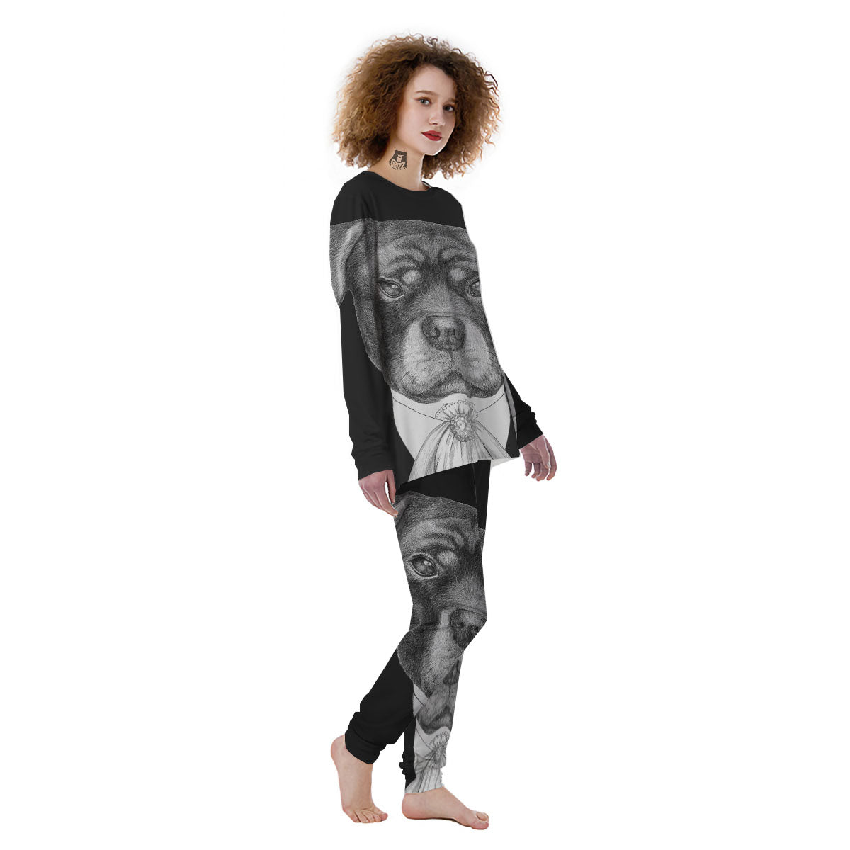 Portrait Rottweiler Vintage Print Women's Pajamas-grizzshop