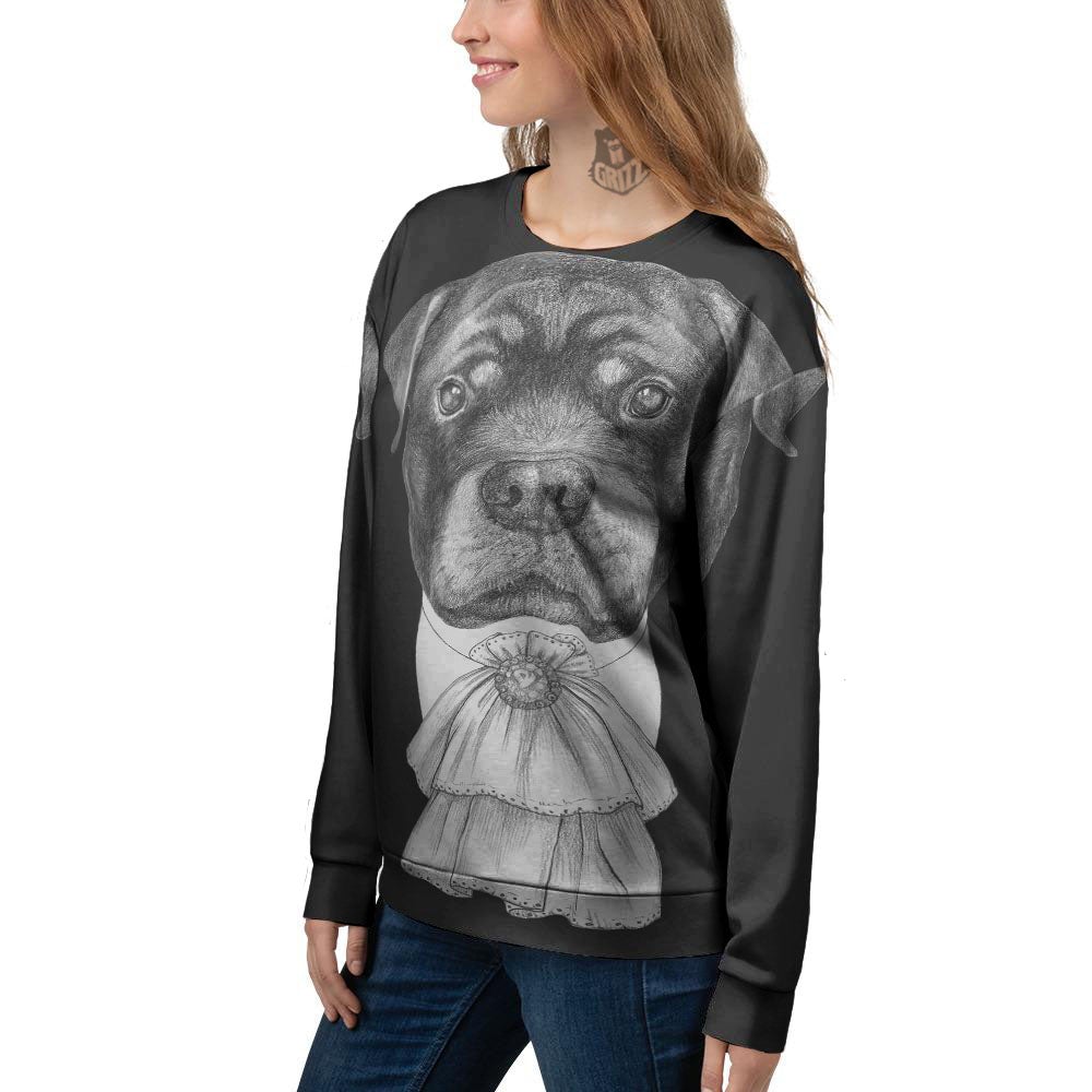Portrait Rottweiler Vintage Print Women's Sweatshirt-grizzshop