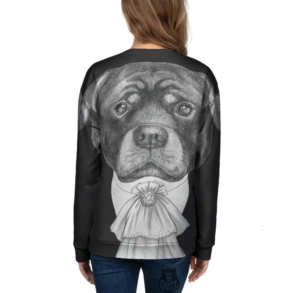 Portrait Rottweiler Vintage Print Women's Sweatshirt-grizzshop