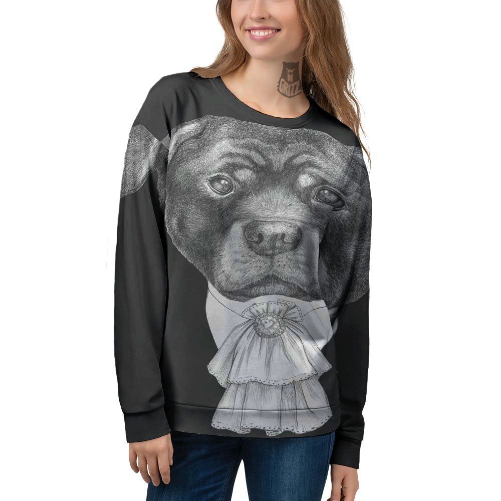 Portrait Rottweiler Vintage Print Women's Sweatshirt-grizzshop