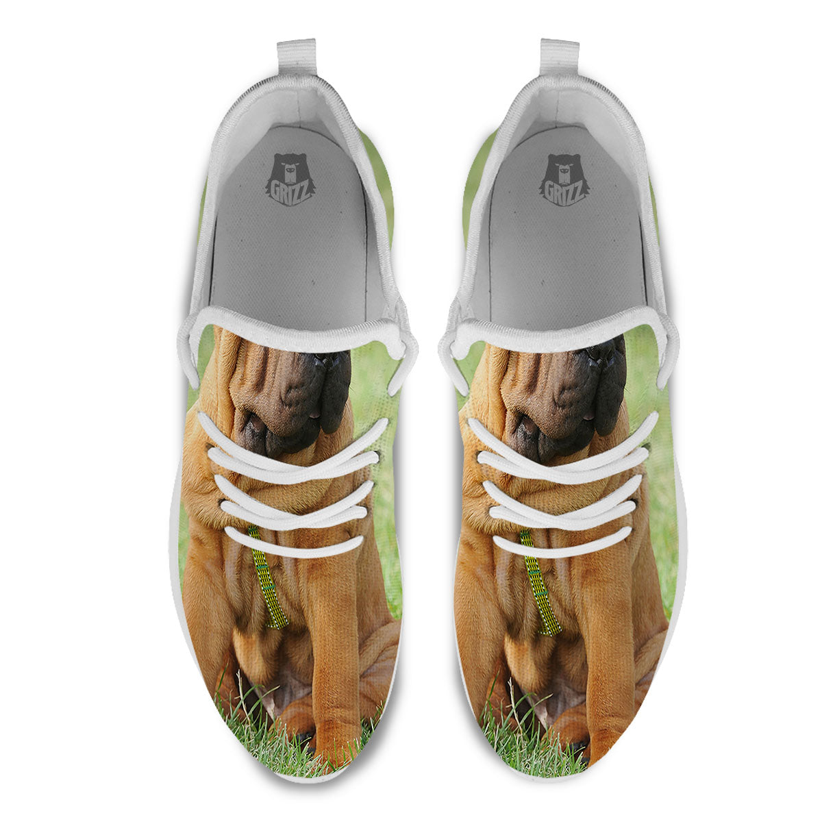 Portrait Shar Pei Print White Athletic Shoes-grizzshop