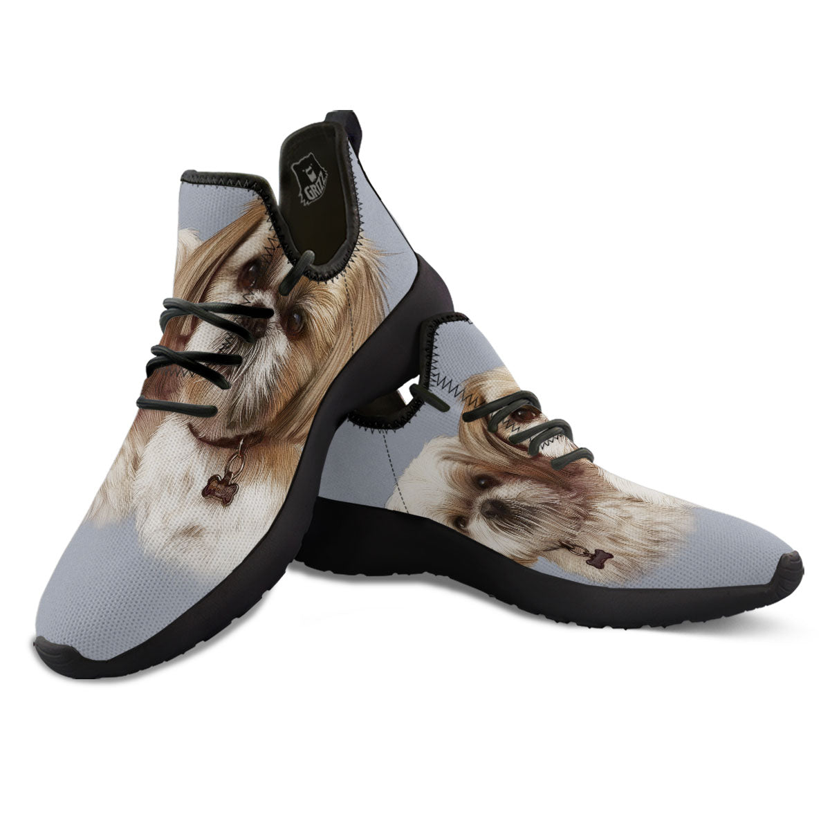 Portrait Shih Tzu Print Black Athletic Shoes-grizzshop