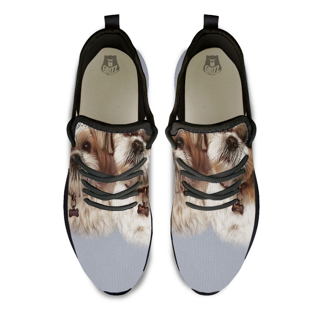 Portrait Shih Tzu Print Black Athletic Shoes-grizzshop