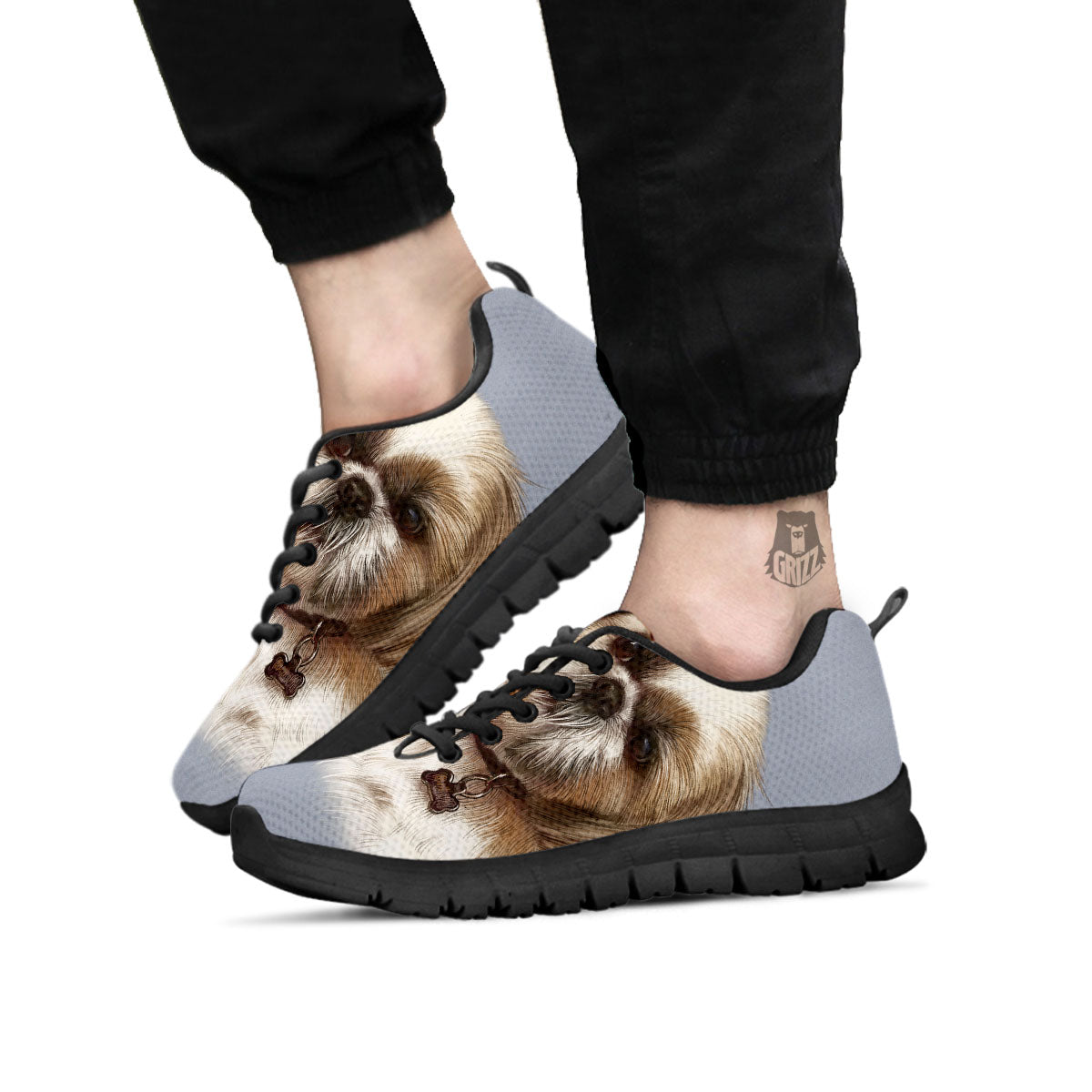 Portrait Shih Tzu Print Black Sneaker-grizzshop