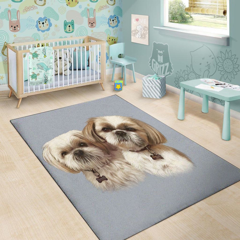 Portrait Shih Tzu Print Floor Mat-grizzshop