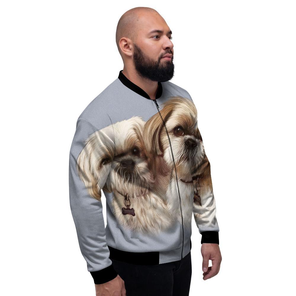 Portrait Shih Tzu Print Men's Bomber Jacket-grizzshop