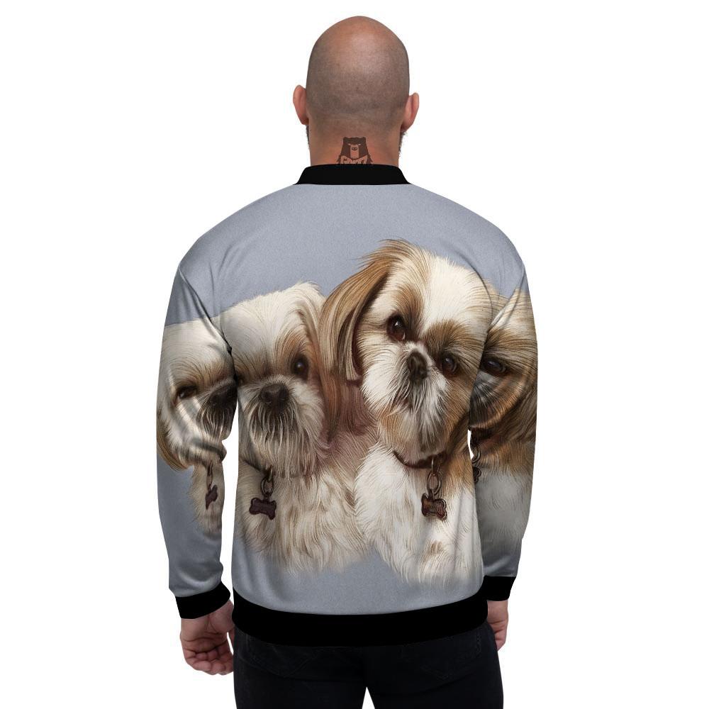 Portrait Shih Tzu Print Men's Bomber Jacket-grizzshop