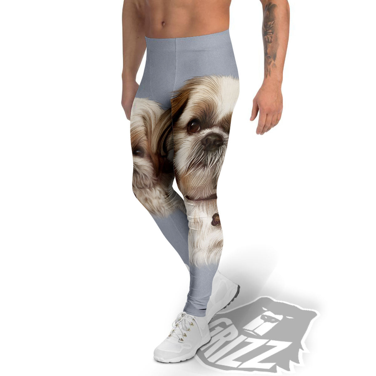 Portrait Shih Tzu Print Men's Leggings-grizzshop