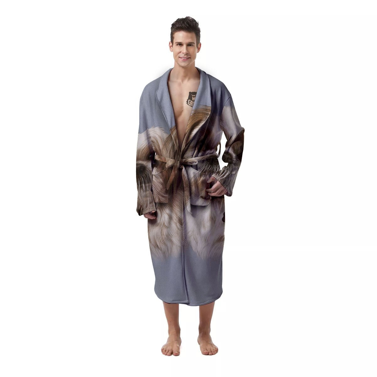 Portrait Shih Tzu Print Men's Robe-grizzshop