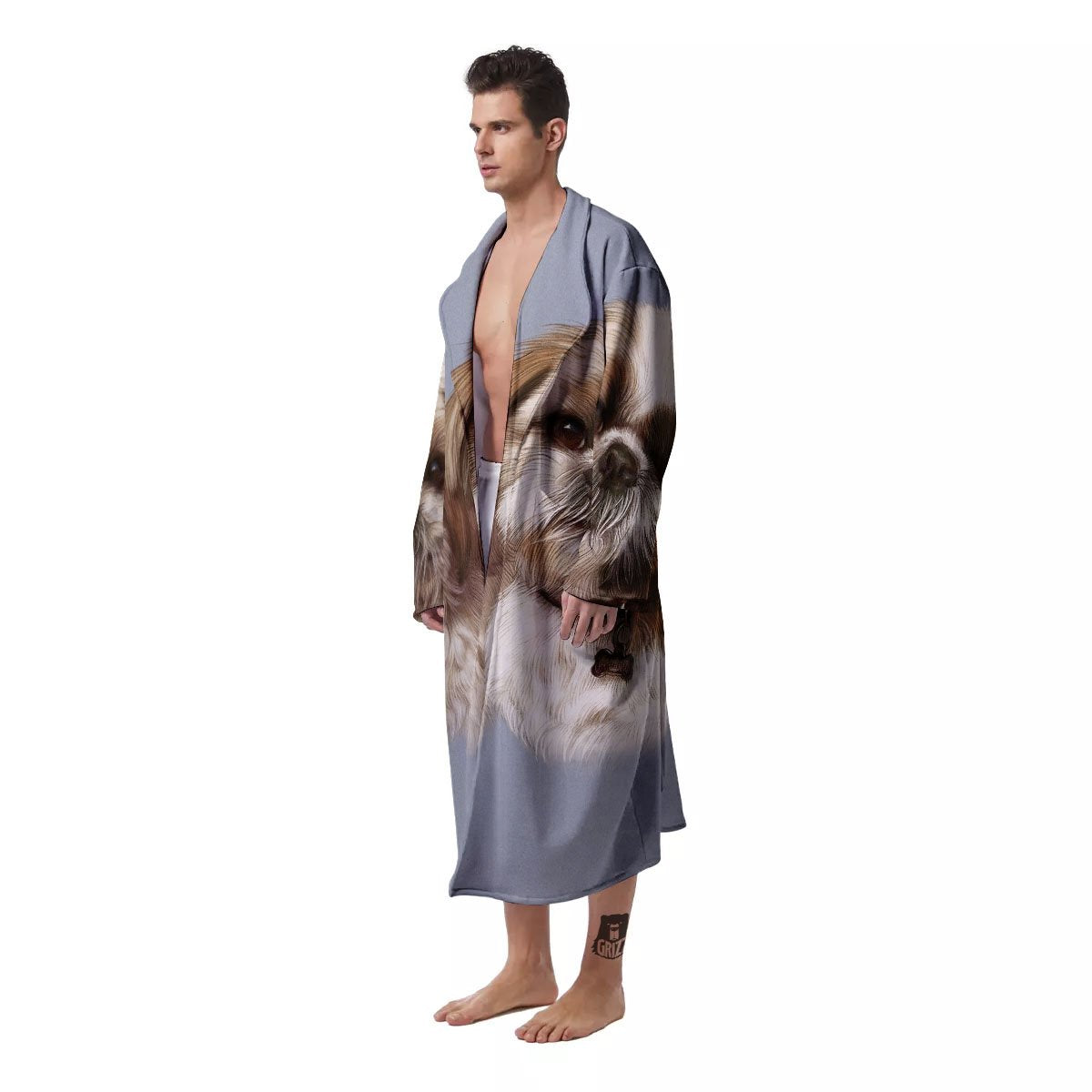 Portrait Shih Tzu Print Men's Robe-grizzshop
