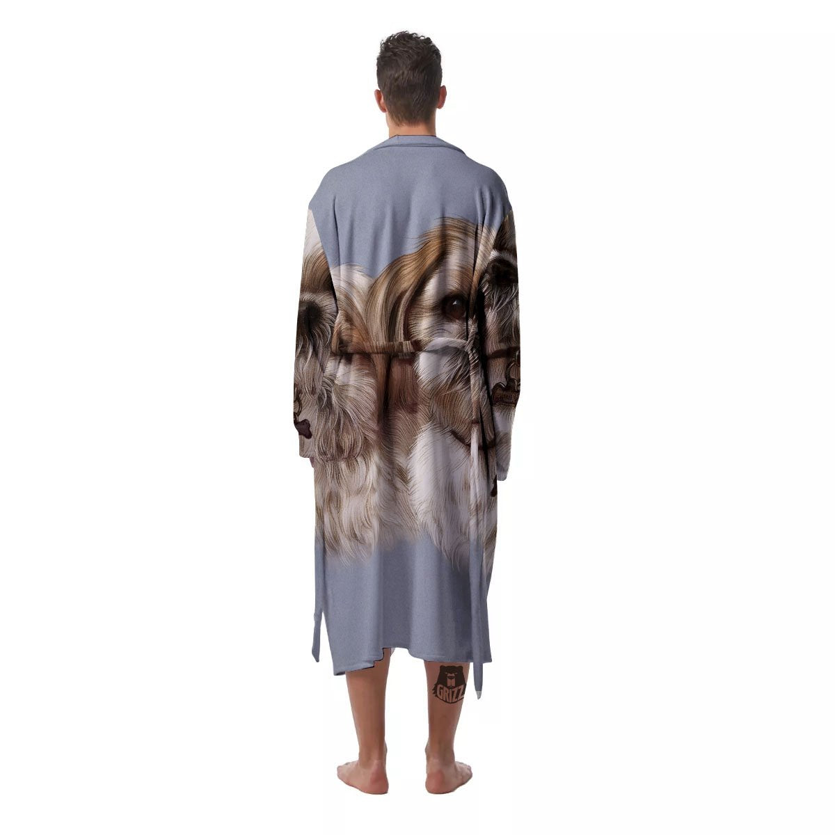 Portrait Shih Tzu Print Men's Robe-grizzshop